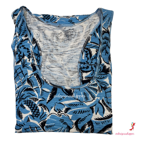 Blue LOFT Ann Taylor tunic Beach Coverup Summer Top 100% Cotton Medium - Picture 9 of 10